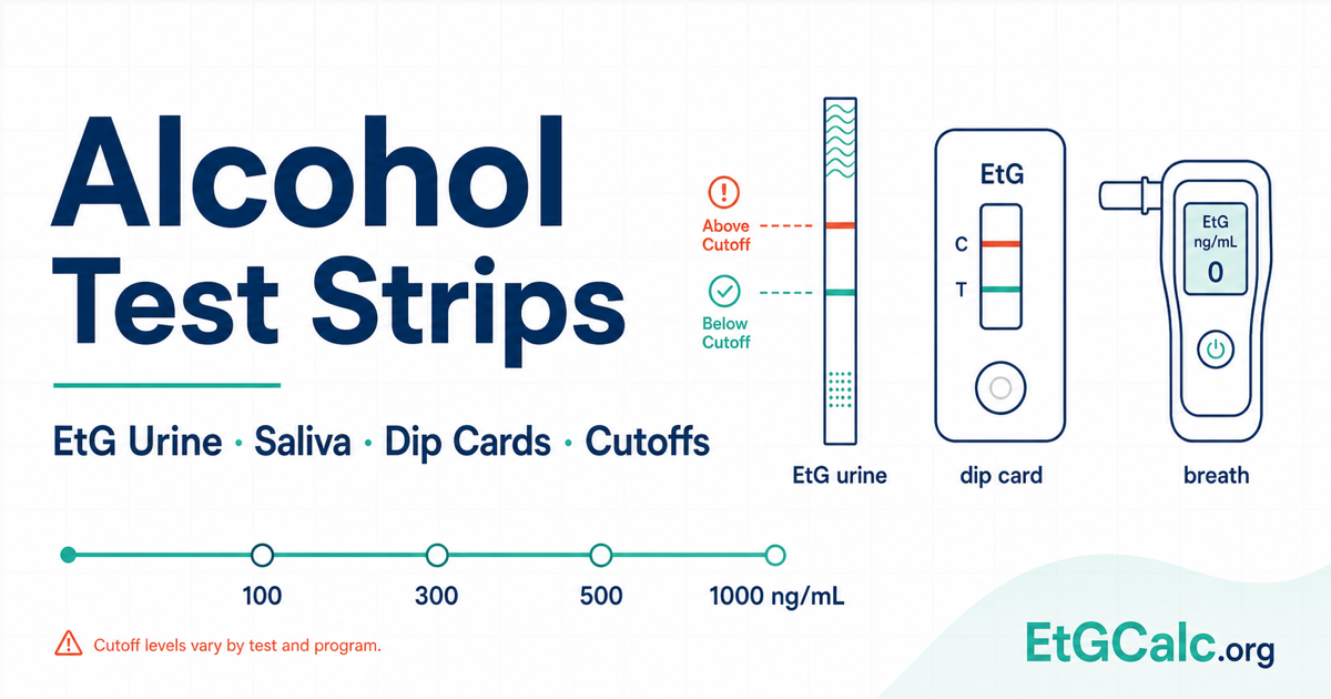 Alcohol test strips guide: EtG urine strips, saliva strips, dip cards, and cutoff levels